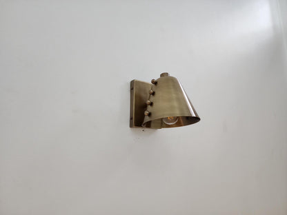 Handcrafted Brass Cone Wall Sconce | Mid-Century Rivet Wall Lamp | Modern Brass Wall Light
