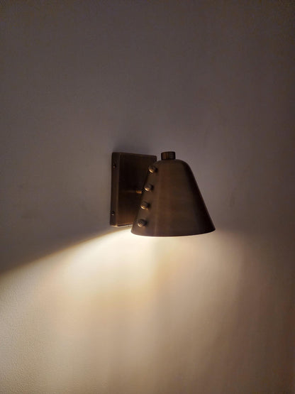 Handcrafted Brass Cone Wall Sconce | Mid-Century Rivet Wall Lamp | Modern Brass Wall Light