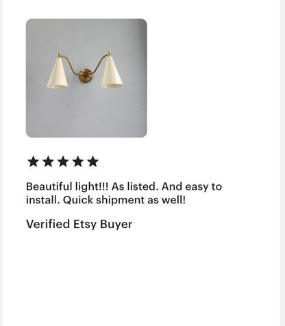 Modern Brass Accent Light With Double Cone Shades | Frost Lights