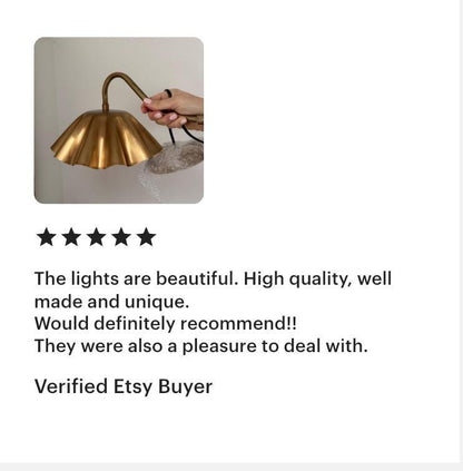 Handmade Brass Wall Sconce | Fluted Umbrella Shade Wall Light