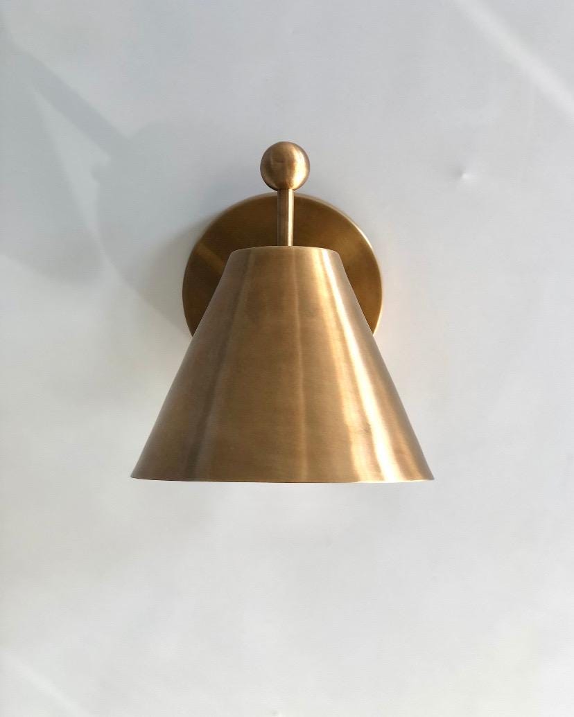 Handcrafted Brass Wall Sconce with Finial - Vintage Style Lighting | Wall Lamp