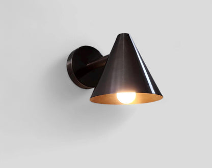 Handmade Blackened Brass Cone Wall Sconce | Frost Lights