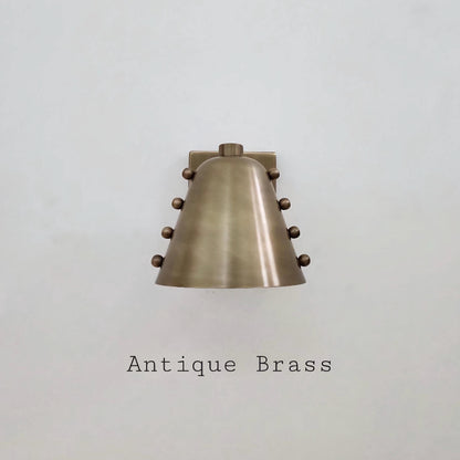 Handcrafted Brass Cone Wall Sconce | Mid-Century Rivet Wall Lamp | Modern Brass Wall Light