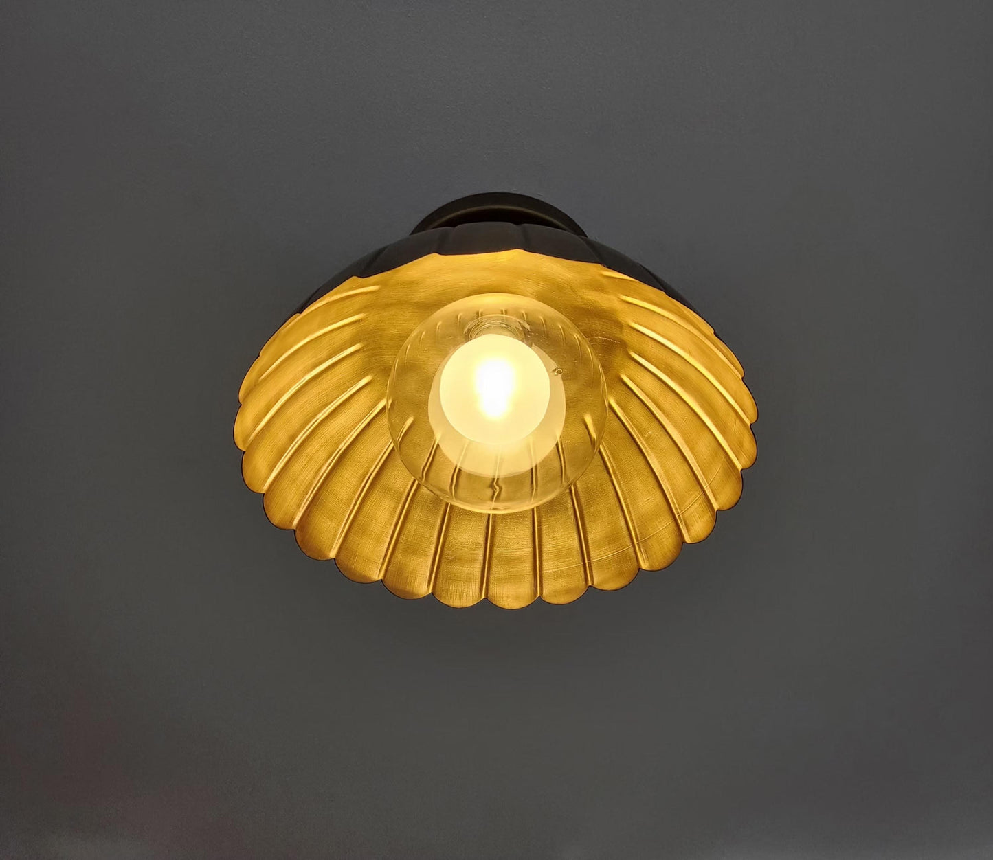 Brass Flower Ceiling Light – Handmade Vintage Flush Mount Fixture