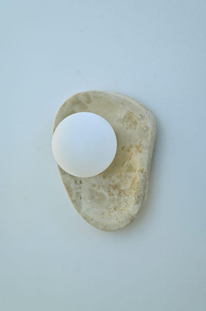 Mid Century Brass Marble Wall Light | Frost Lights