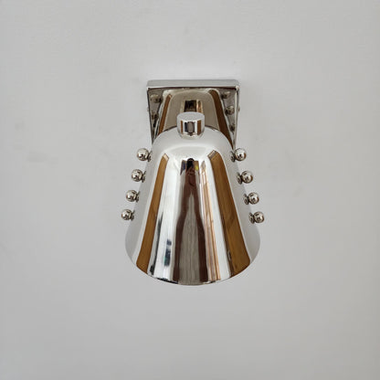Polished Chrome Cone Wall Sconce – Mid-Century Rivet Design - optimized image