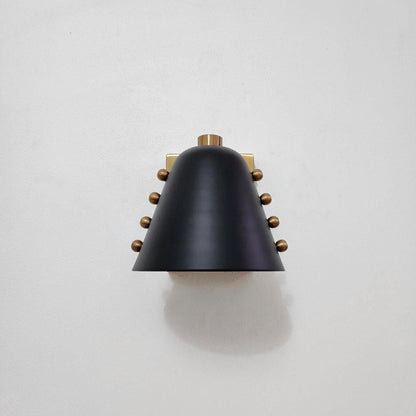 Vintage Inspired Brass Wall Sconce With Black Shade | Frost Lights