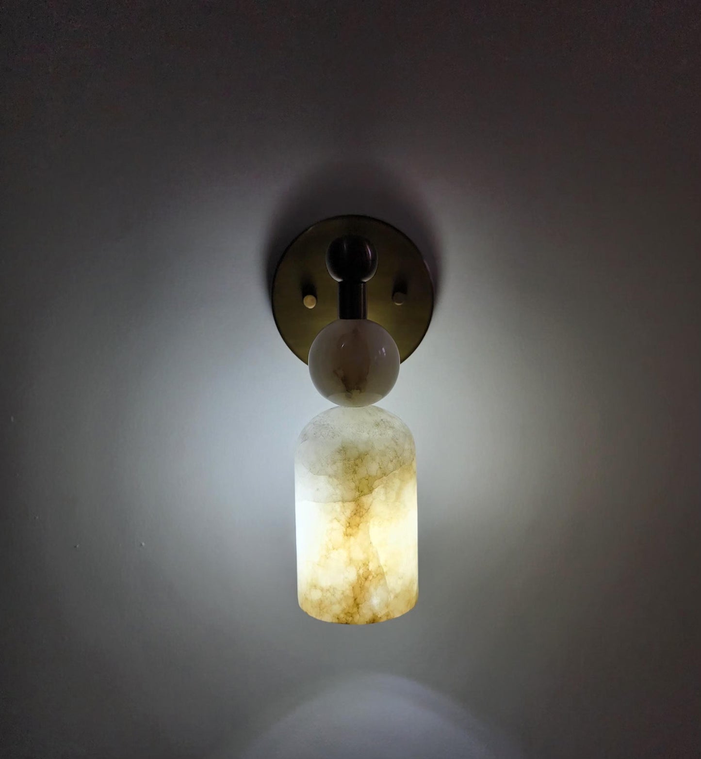 Genuine Alabaster Marble Wall Sconce | Solid Brass Fixture | Handmade Luxury Lighting | Wall Lamp