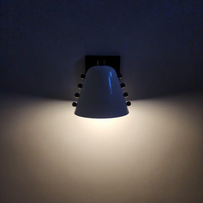 Ivory Cone Brass Wall Sconce with Rivet Detailing – Handcrafted Mid-Century Modern Wall Lamp - optimized image