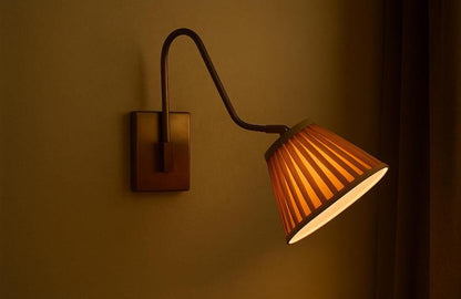 Handmade Brass Wall Sconce With Pleated Fabric Shade | Frost Lights