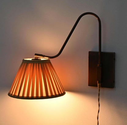 Plug In Brass Wall Sconce With Pleated Shade | Frost Lights