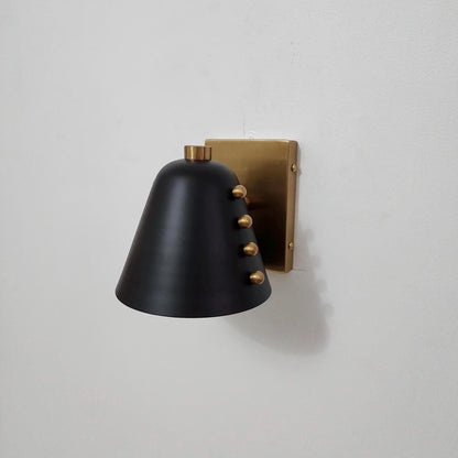 Handmade Brass Wall Sconce With Black Cone Shade | Frost Lights