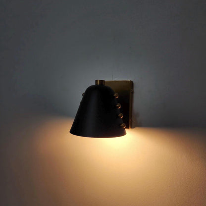 Vintage Inspired Brass Wall Sconce With Black Shade | Frost Lights