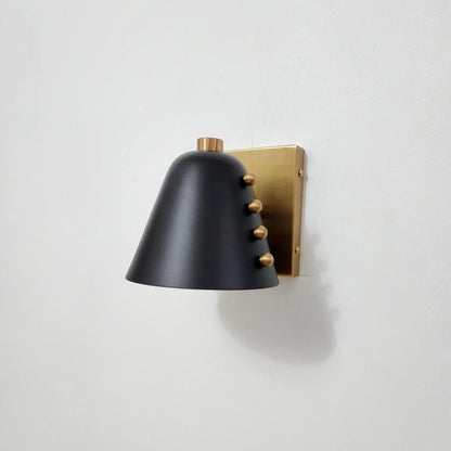 Mid Century Brass Wall Light Pair with Wine Shade | Frost Lights