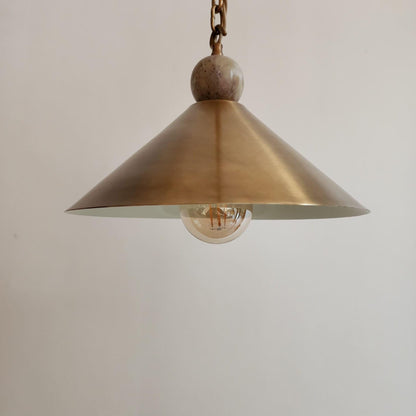 Brass Cone Pendant Ceiling Light With Marble Finial | Frost Lights