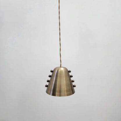 Handmade Brass Cone Pendant Light – Rivet Detail