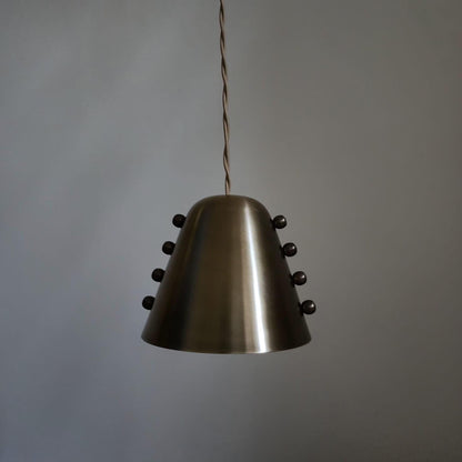 Handmade Brass Cone Pendant Light – Rivet Detail