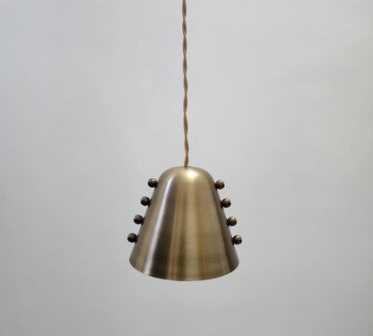 Handmade Brass Cone Pendant Light – Rivet Detail