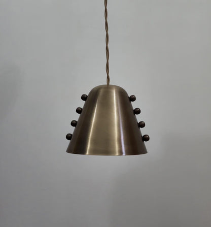 Handmade Brass Cone Pendant Light – Rivet Detail