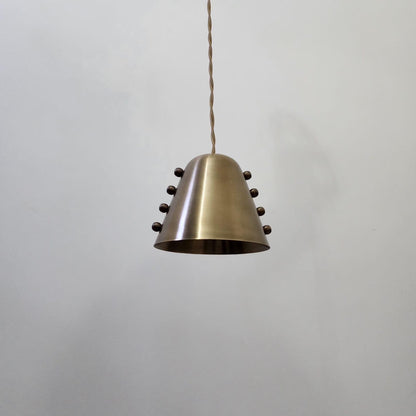 Handmade Brass Cone Pendant Light – Rivet Detail