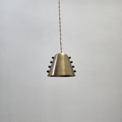 Handmade Brass Cone Pendant Light – Rivet Detail