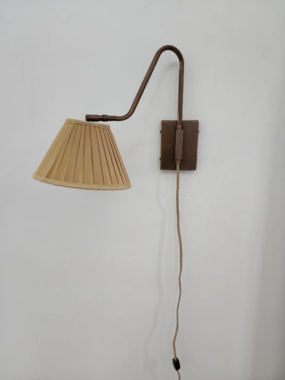 Traditional Brass Wall Lamp With Pleated Shade | Frost Lights