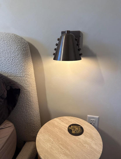 Polished Chrome Cone Wall Sconce – Mid-Century Rivet Design - optimized image