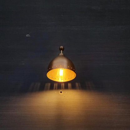 Rustic Industrial Wall Light with Pivot Brass - Vintage Single Shade Sconce - optimized image