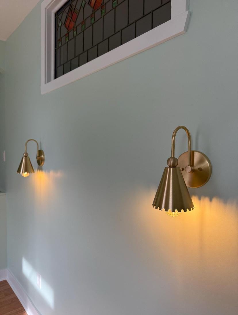Handcrafted Brass Wall Sconce | Vintage Floral Design, Modern Accent Lighting
