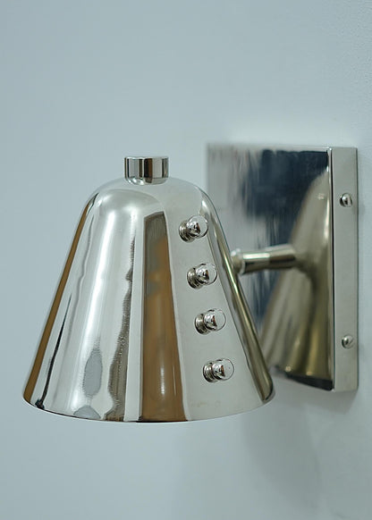 Polished Chrome Cone Wall Sconce – Mid-Century Rivet Design - optimized image