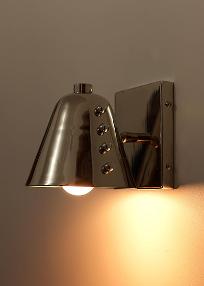 Polished Chrome Cone Wall Sconce – Mid-Century Rivet Design - optimized image