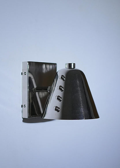 Polished Chrome Cone Wall Sconce – Mid-Century Rivet Design - optimized image