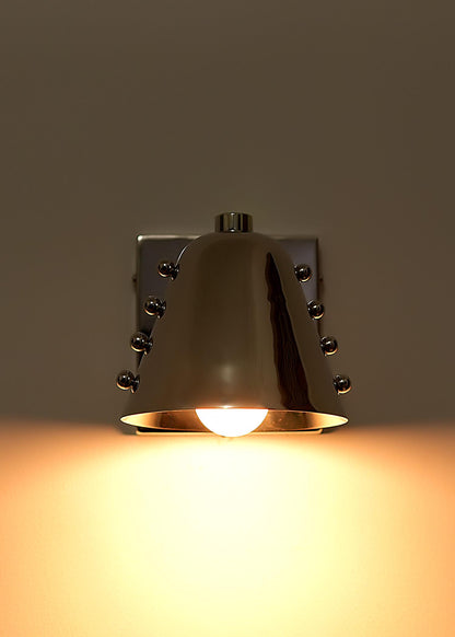Polished Chrome Cone Wall Sconce – Mid-Century Rivet Design - optimized image