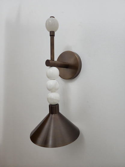 Artisan Brass Wall Sconce With Alabaster Stone | Frost Lights