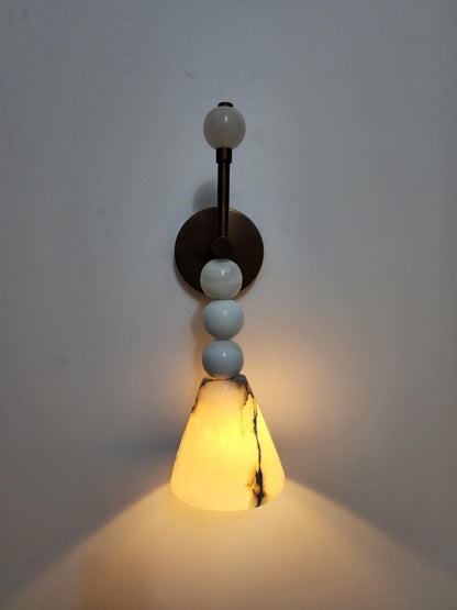 Natural Alabaster Marble Wall Lamp With Brass Fixture | Frost Lights
