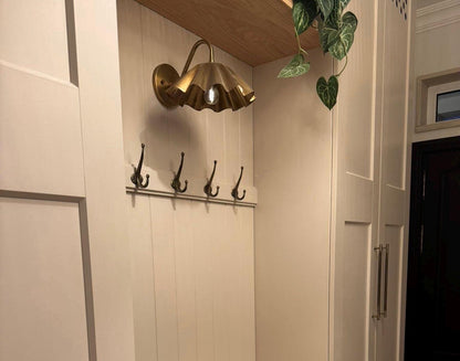 Handmade Scalloped Brass Wall Sconce | Fluted Shade Wall Light