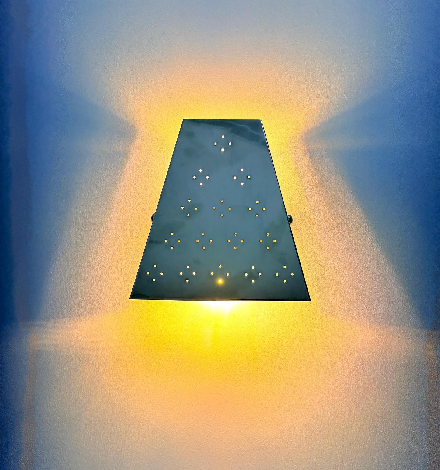Triangular Metal Star Lantern - Handmade Brass Wall Lamp | Ambient Wall Lighting