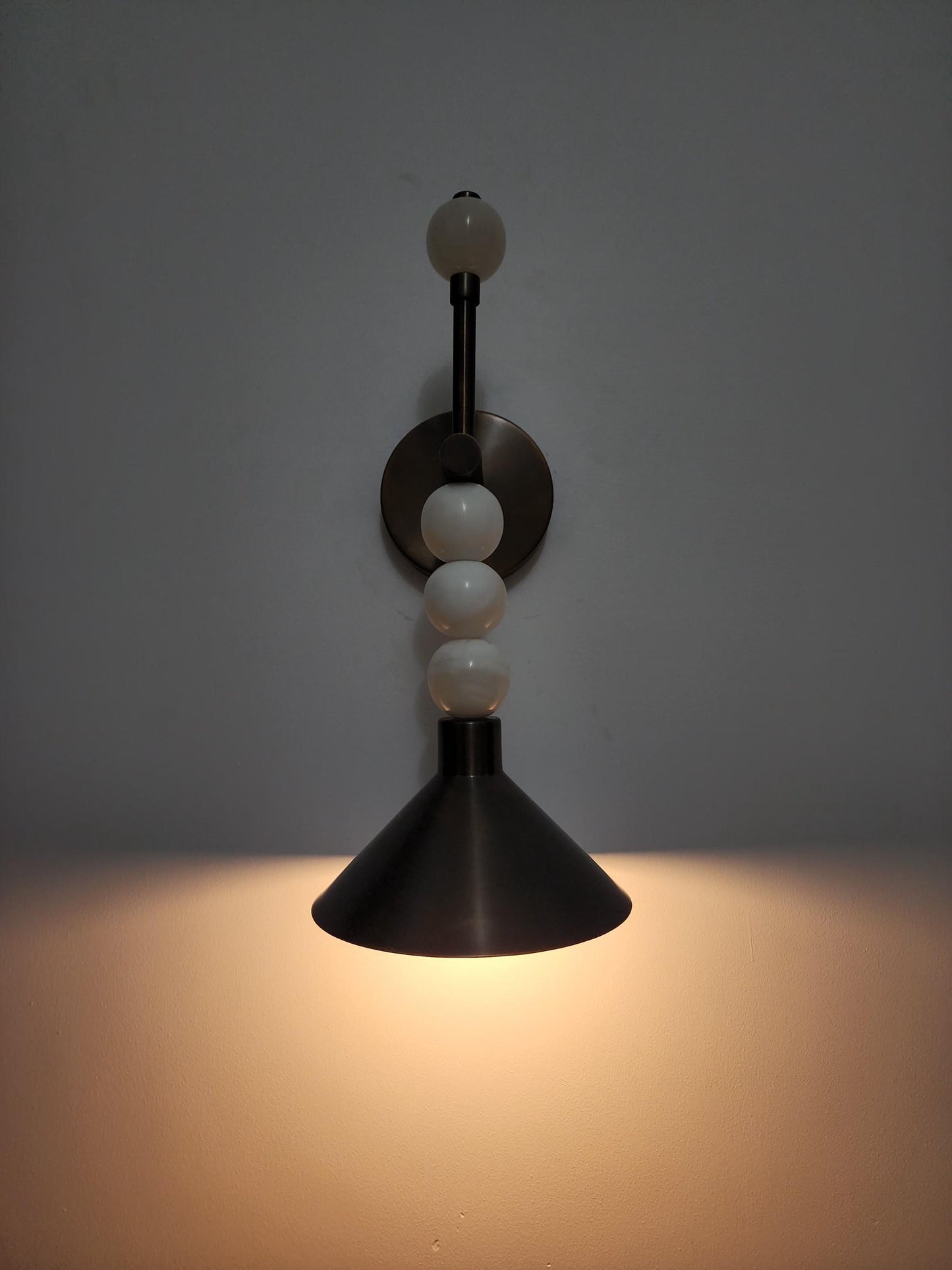 Handmade Alabaster Cone Wall Sconce - Natural Marble Solid Brass | Wall Lamp
