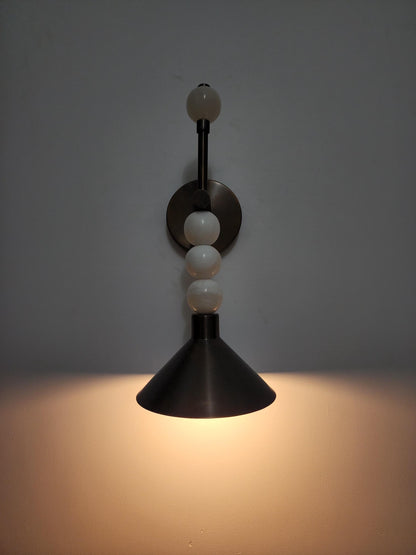 Modern Alabaster Cone Wall Sconce In Solid Brass | Frost Lights