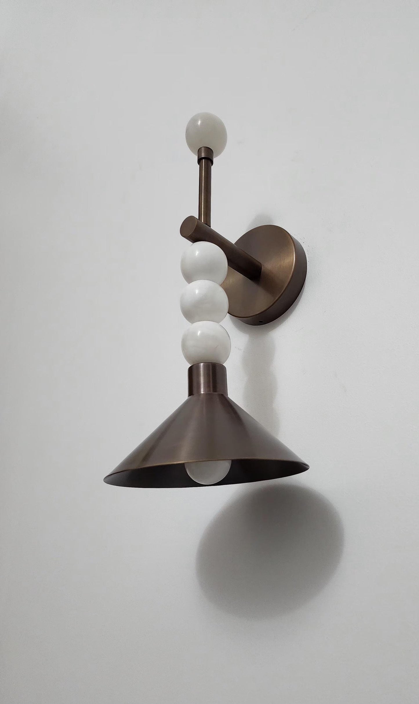 Handmade Alabaster Cone Wall Sconce - Natural Marble Solid Brass | Wall Lamp