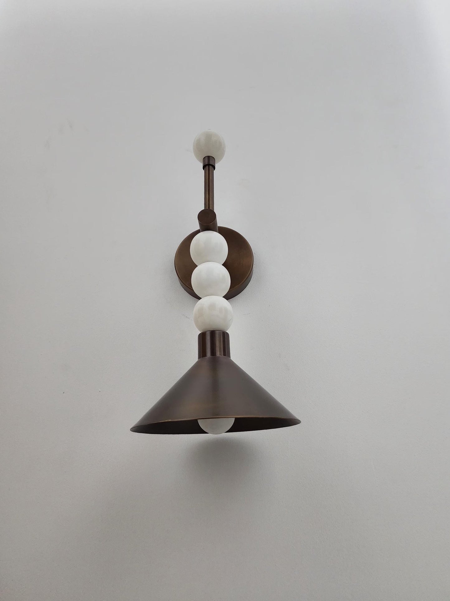 Handmade Alabaster Cone Wall Sconce - Natural Marble Solid Brass | Wall Lamp