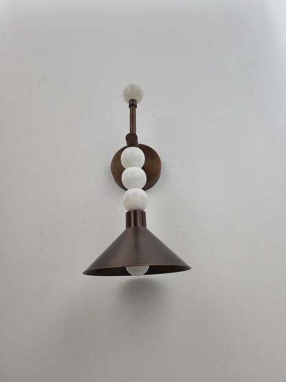 Handmade Alabaster Wall Sconce With Brass Cone Shade | Frost Lights