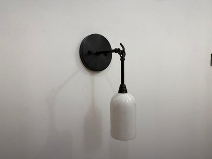 Handmade Brass Wall Lamp With Alabaster Shade | Frost Lights
