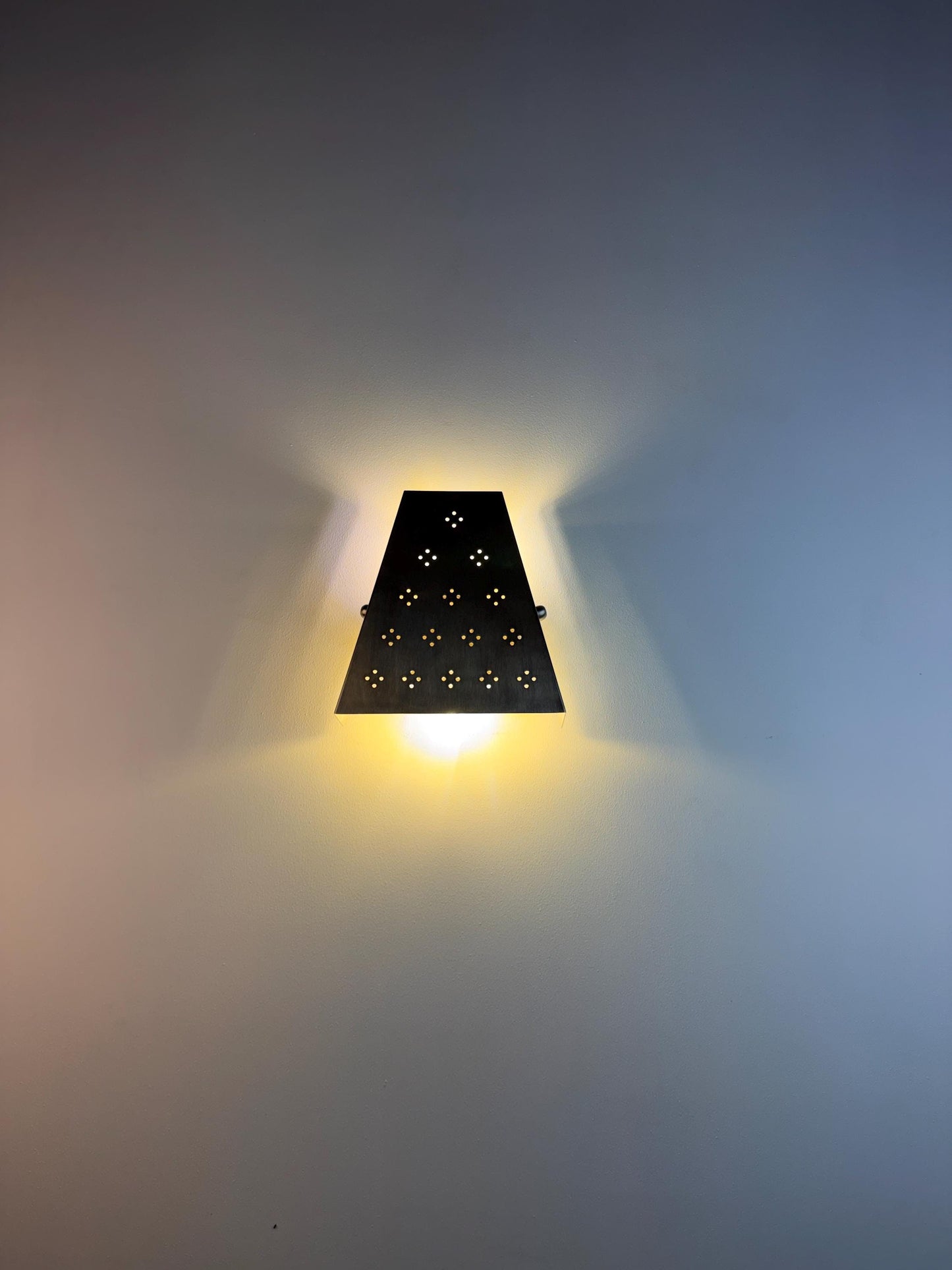 Triangular Metal Star Lantern - Antique Chrome Finish | Brass Wall Lamp