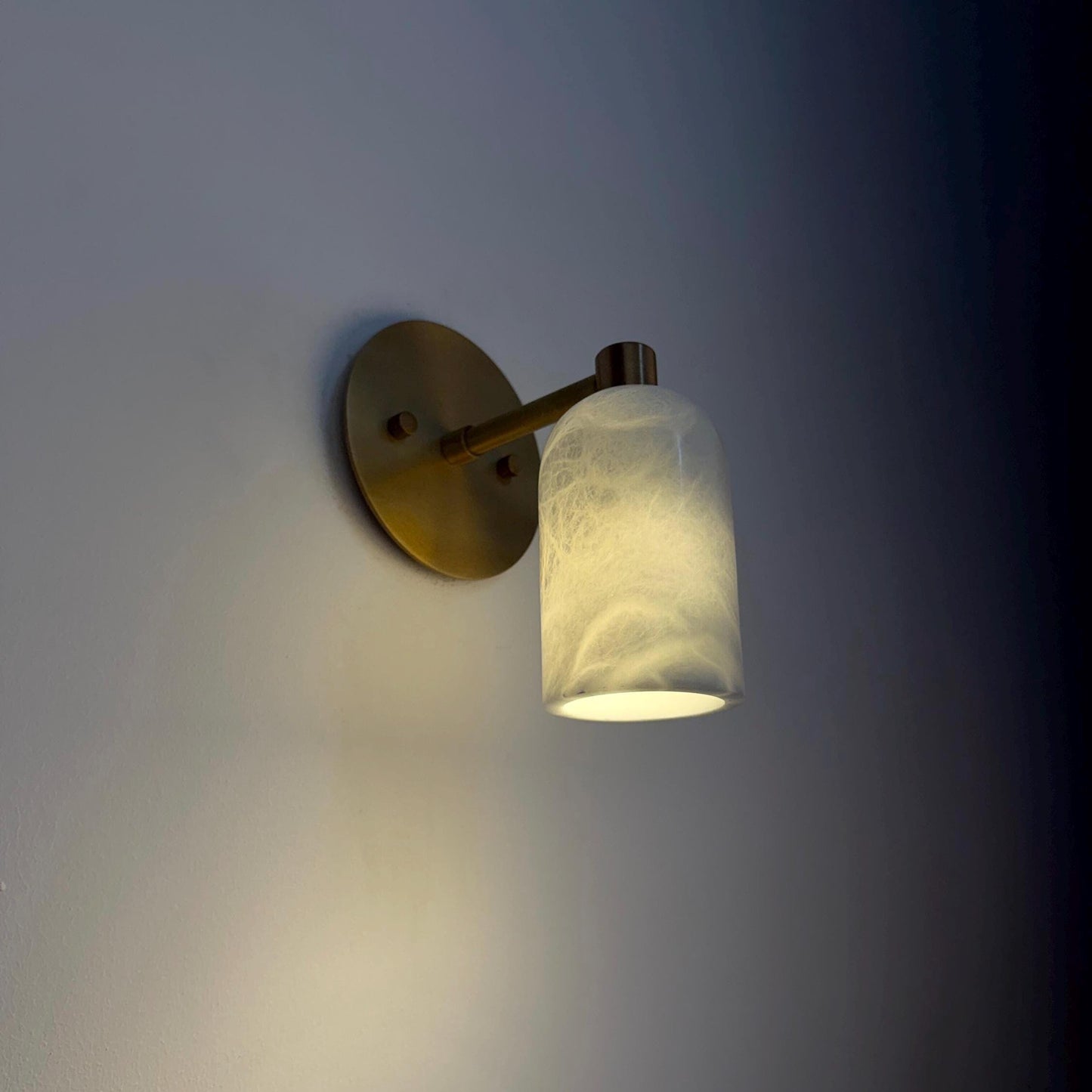 Alabaster Brass Wall Sconce – Minimalist Cone Shade | Modern Wall Lamp