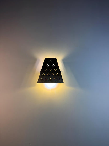 Triangular Metal Star Lantern Wall Sconce | Antique Chrome Brass Wall Lamp