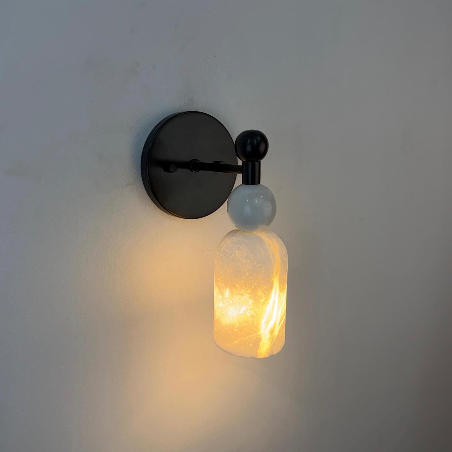 Genuine Alabaster Marble Wall Sconce | Solid Brass Fixture | Handmade Luxury Lighting | Wall Lamp