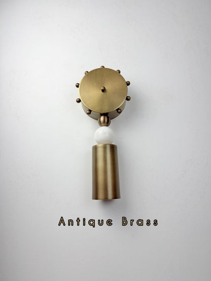 Handmade Brass Cylinder Wall Sconce with Alabaster | Italian Wall Light