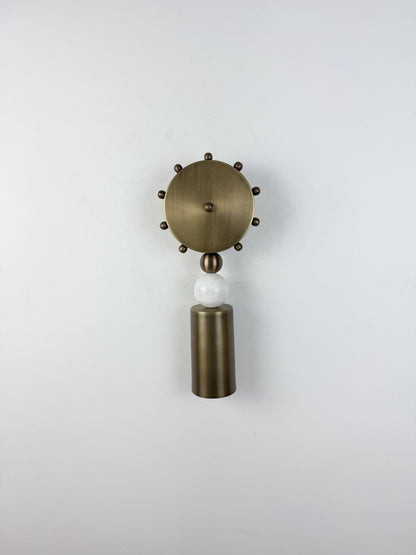 Handmade Brass Cylinder Wall Sconce with Alabaster | Italian Wall Light