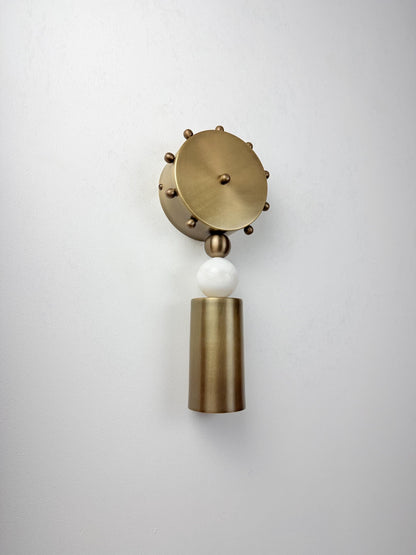Handmade Brass Cylinder Wall Sconce with Alabaster | Italian Wall Light